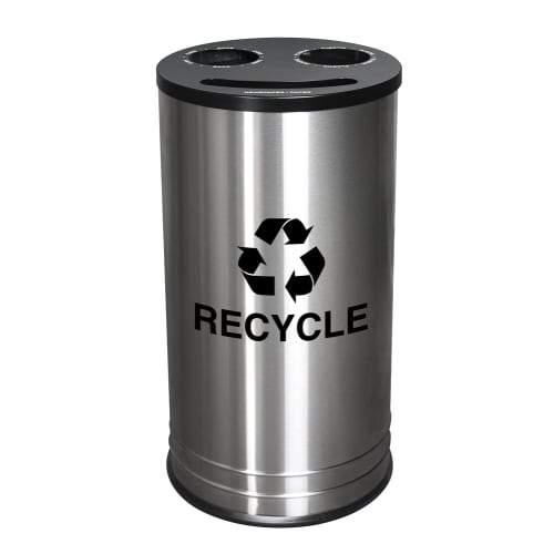 Ex-Cell Kaiser Smiley 14 Gallon Capacity Three-Stream Recycling Receptacle, Stainless Steel